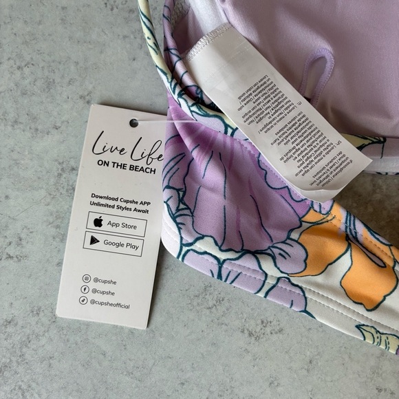 Cupshe Floral Bikini Set Purple Orange Multicolor Flowers Large - Picture 8 of 13